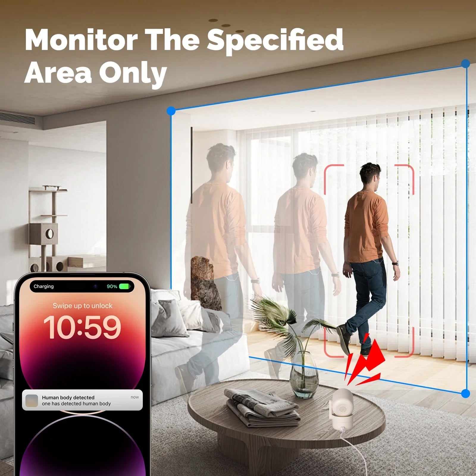 VugitCam 4MP Indoor Security Camera 360° Pan/Tilt AI Motion Detection Alexa & Google