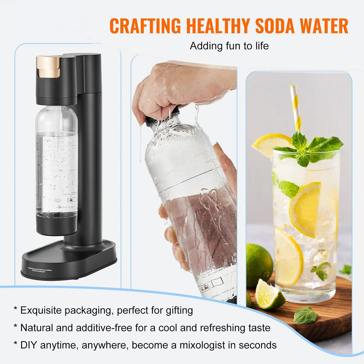 WaSekix Homemade Soda Water Maker - 3s Instant Carbonation