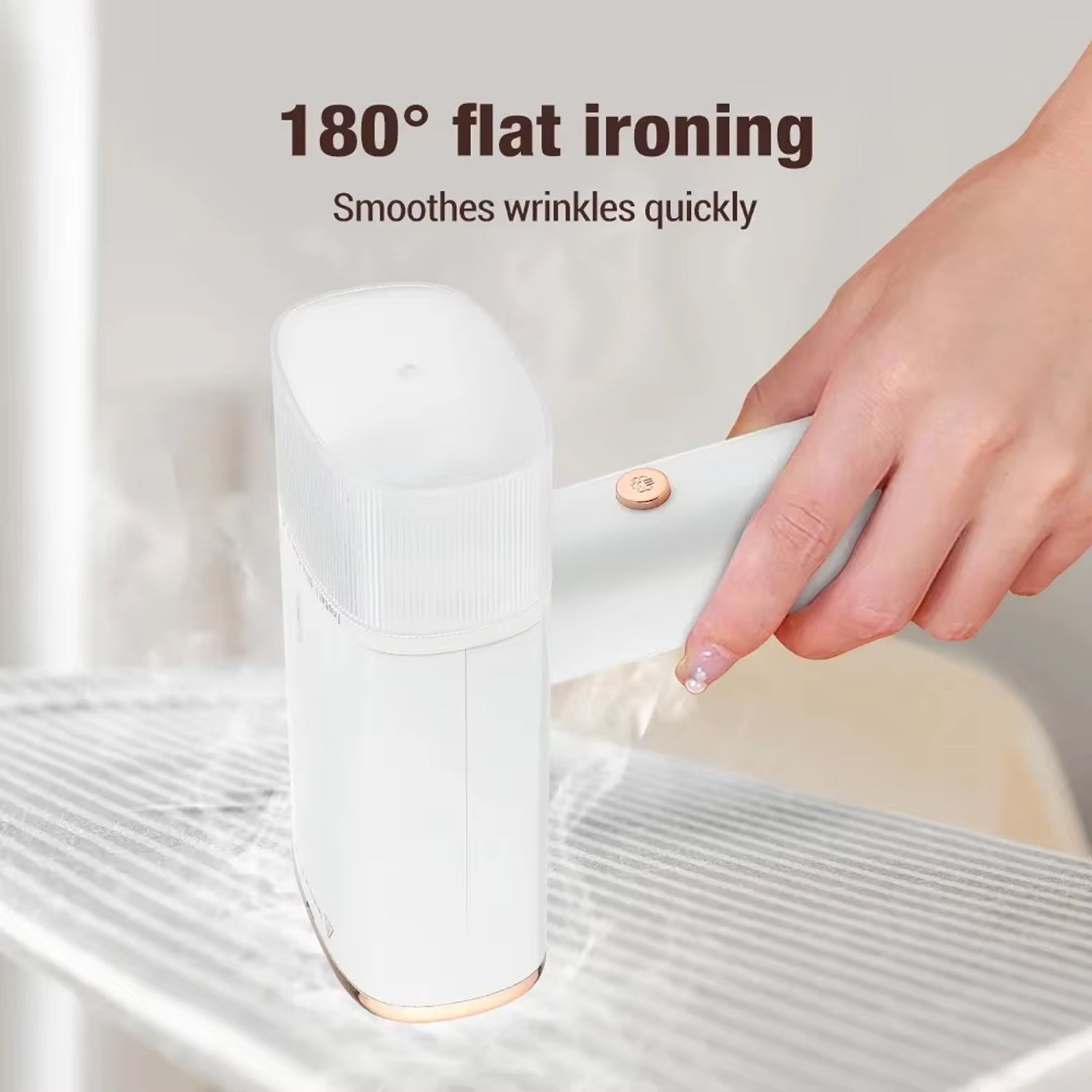 WandixStim Travel Steamer 1000W Foldable Handheld Iron with 40s Heat-Up, 90°/180° Dual Angle and Stainless Steel Panel