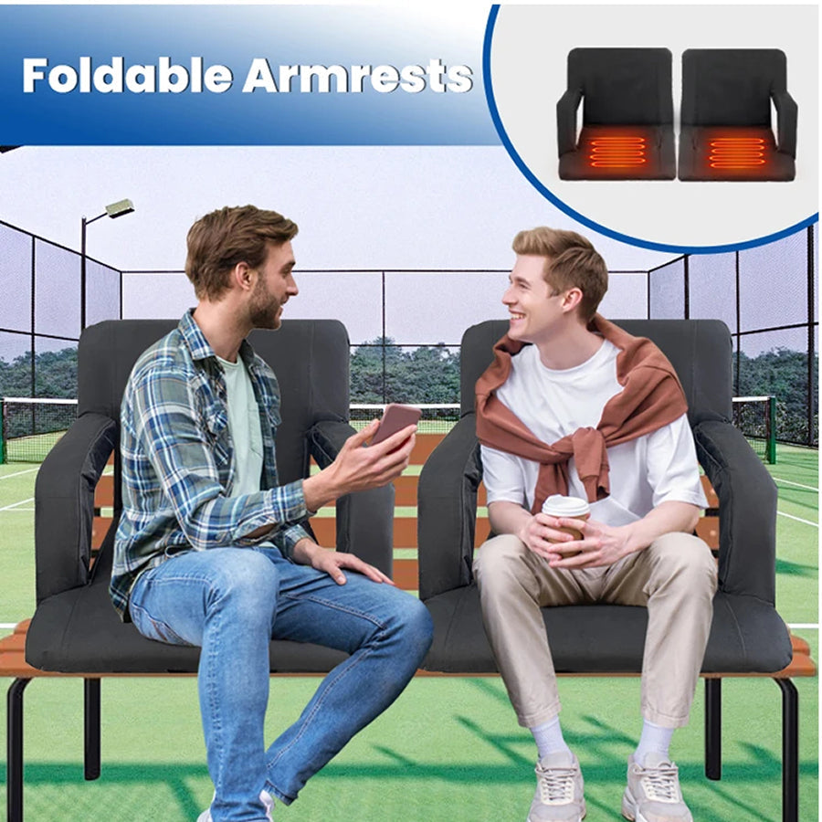 WarmFosit Heated Stadium Seat | Foldable Bleacher Chair with Reclining Back