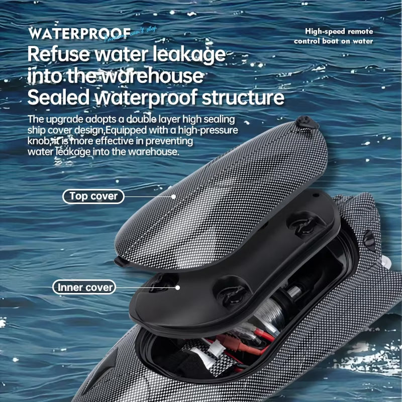 WaveUpix 40KM/H High-Speed RC Boat with Vortex Jet Propulsion, 150M Range and Dual-Layer Waterproofing
