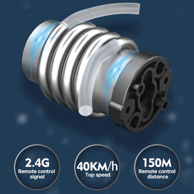 WaveUpix 40KM/H High-Speed RC Boat with Vortex Jet Propulsion, 150M Range and Dual-Layer Waterproofing