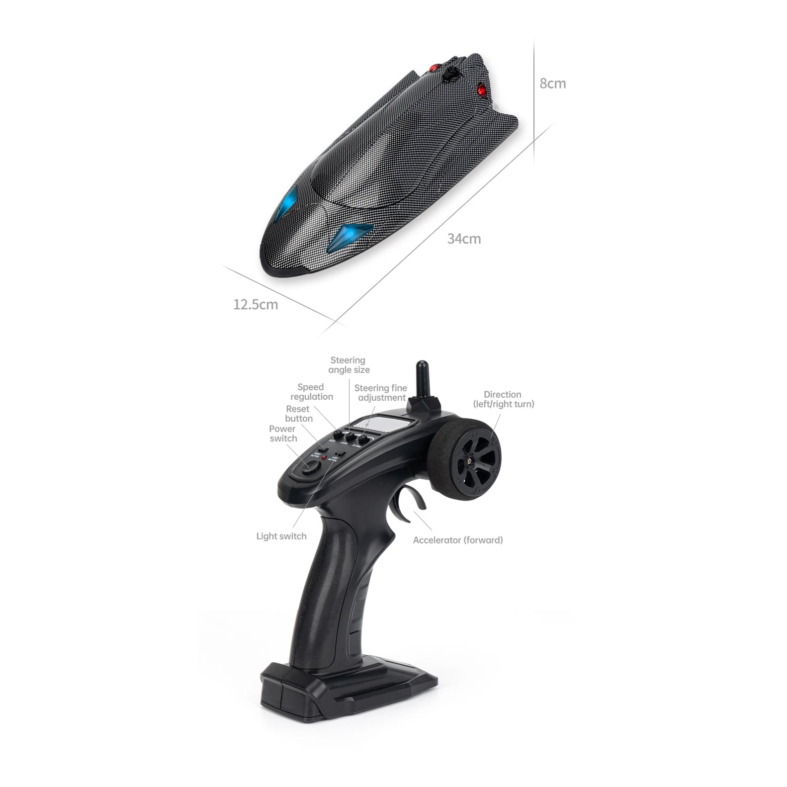 WaveUpix 40KM/H High-Speed RC Boat with Vortex Jet Propulsion, 150M Range and Dual-Layer Waterproofing