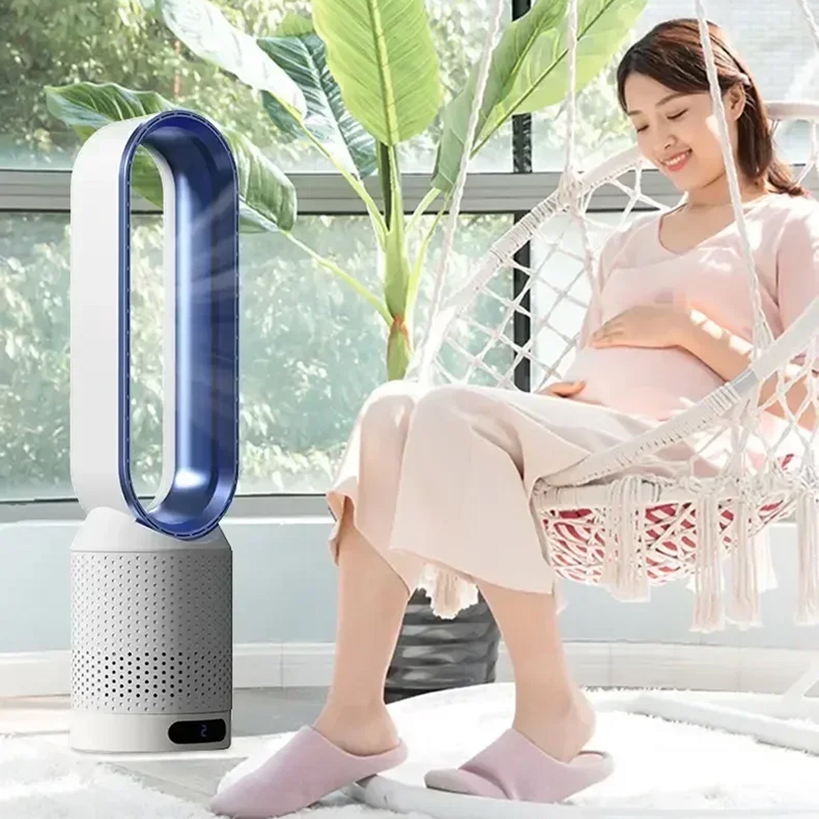 WhisParu Silent Bladeless Fan with Air Purification