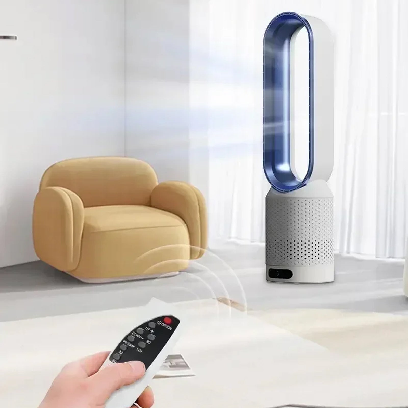 WhisParu Silent Bladeless Fan with Air Purification