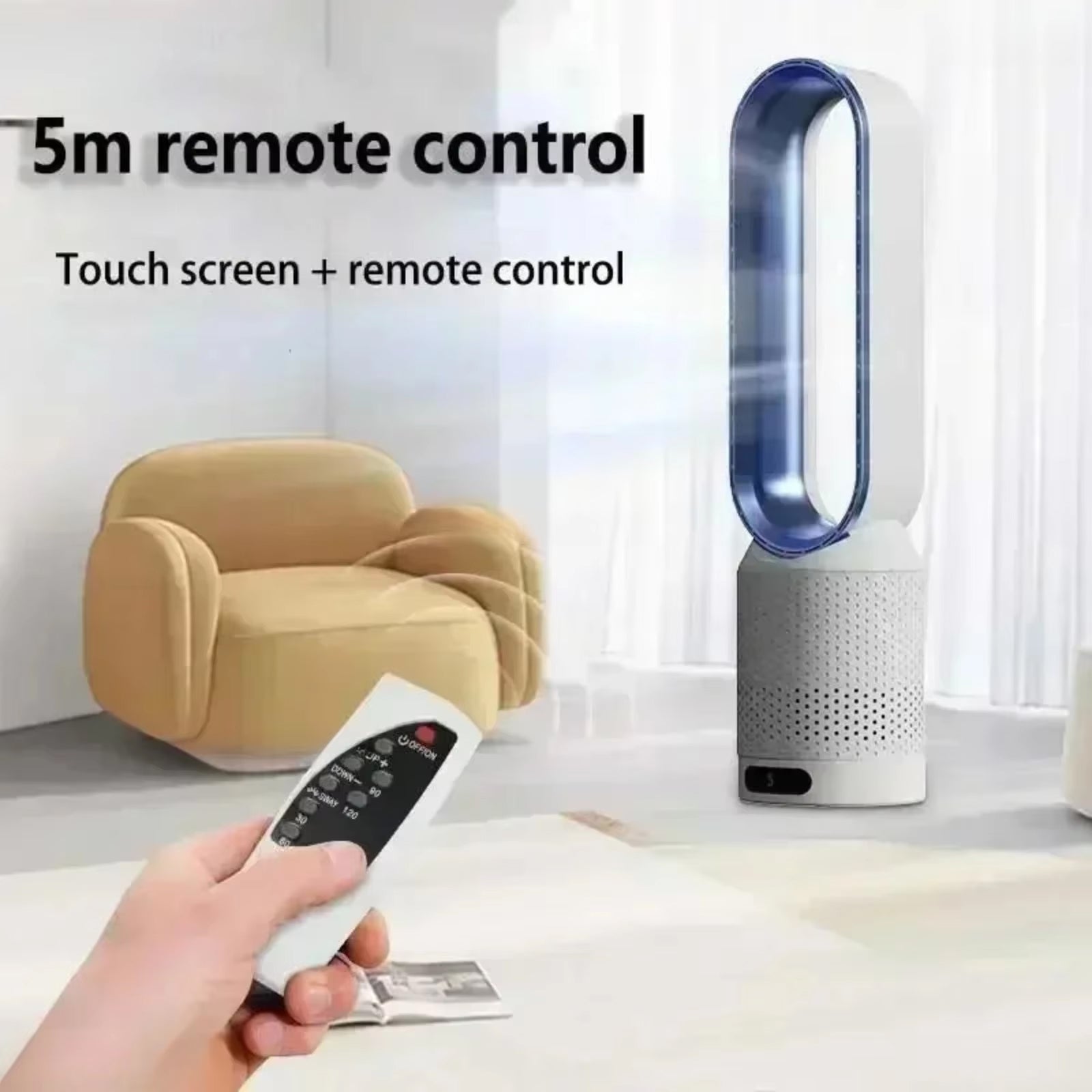 WhisParu Silent Bladeless Fan with Air Purification