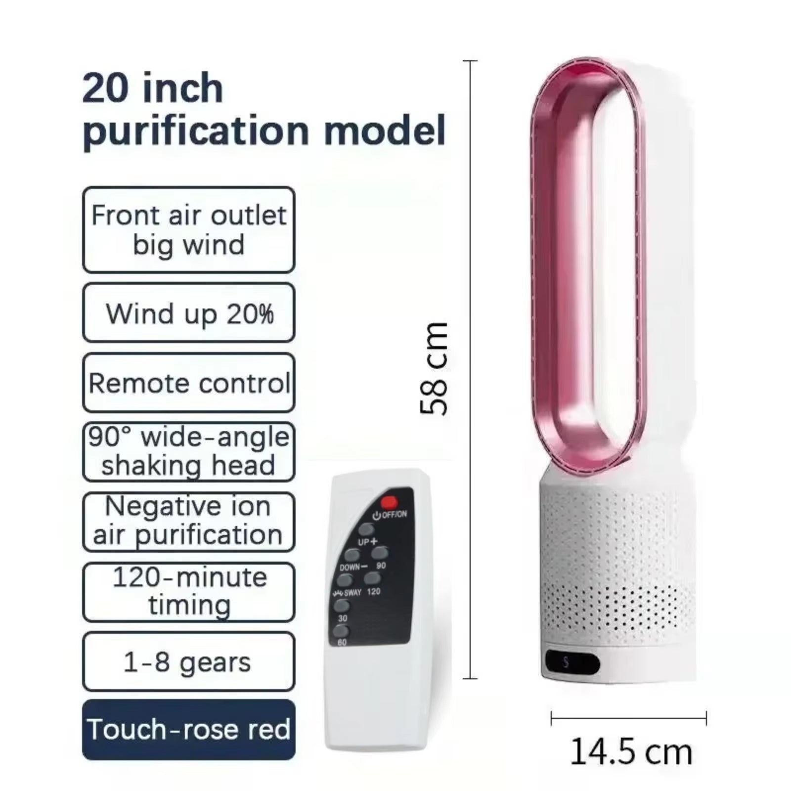 WhisParu Silent Bladeless Fan with Air Purification