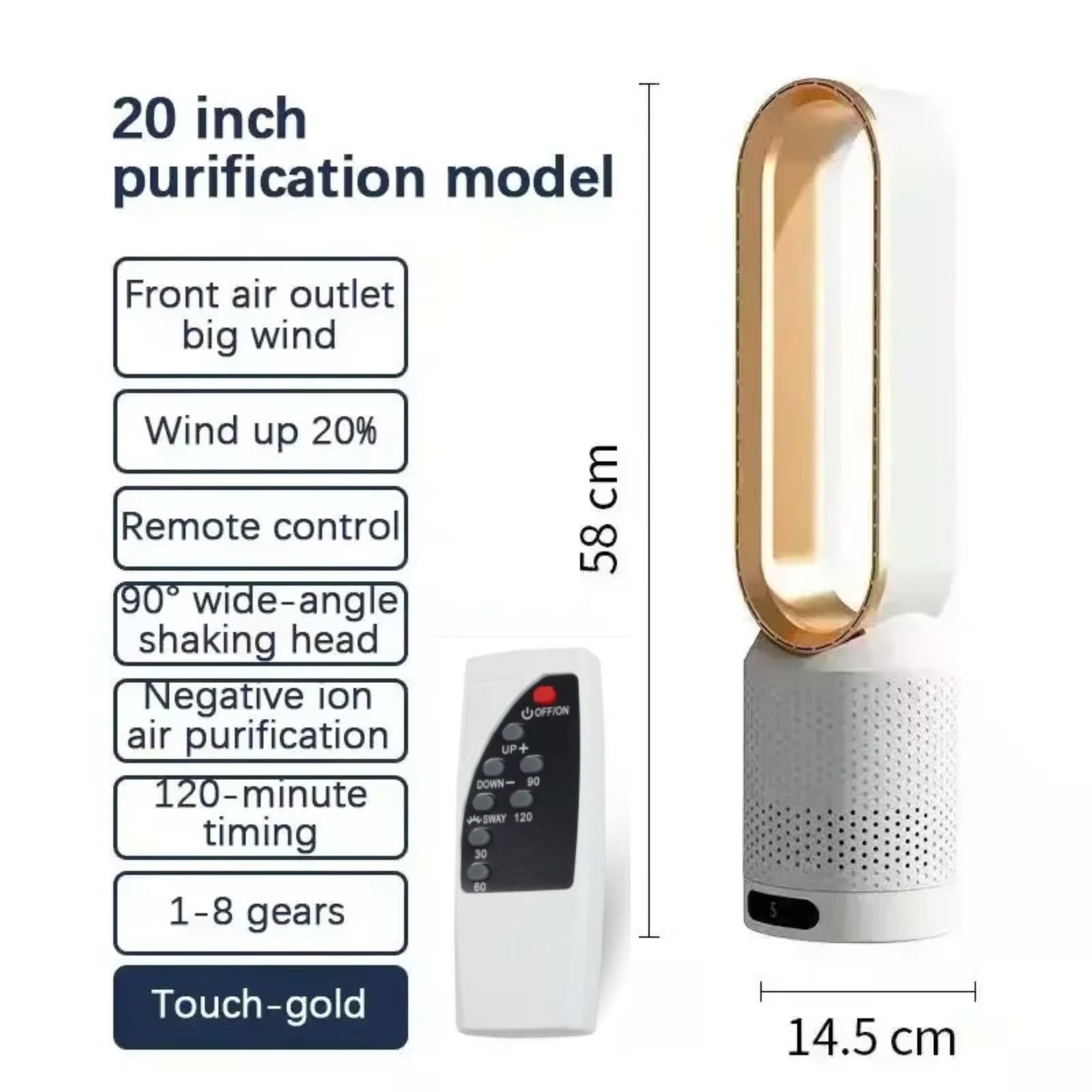 WhisParu Silent Bladeless Fan with Air Purification