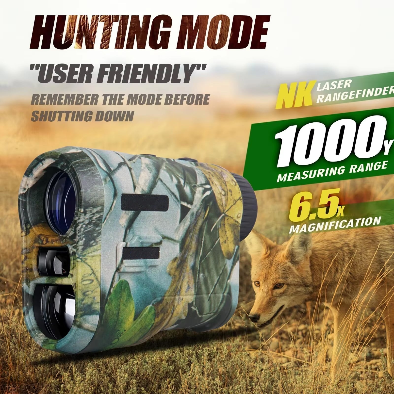 WildRange 1000-Yard Laser Rangefinder for Hunting and Golf