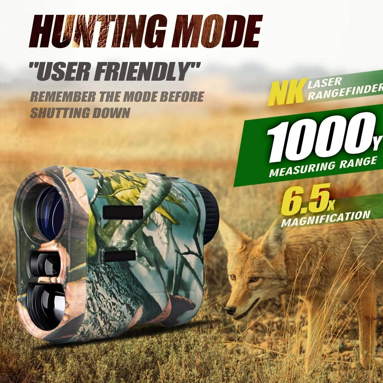 WildRange 1000-Yard Laser Rangefinder for Hunting and Golf