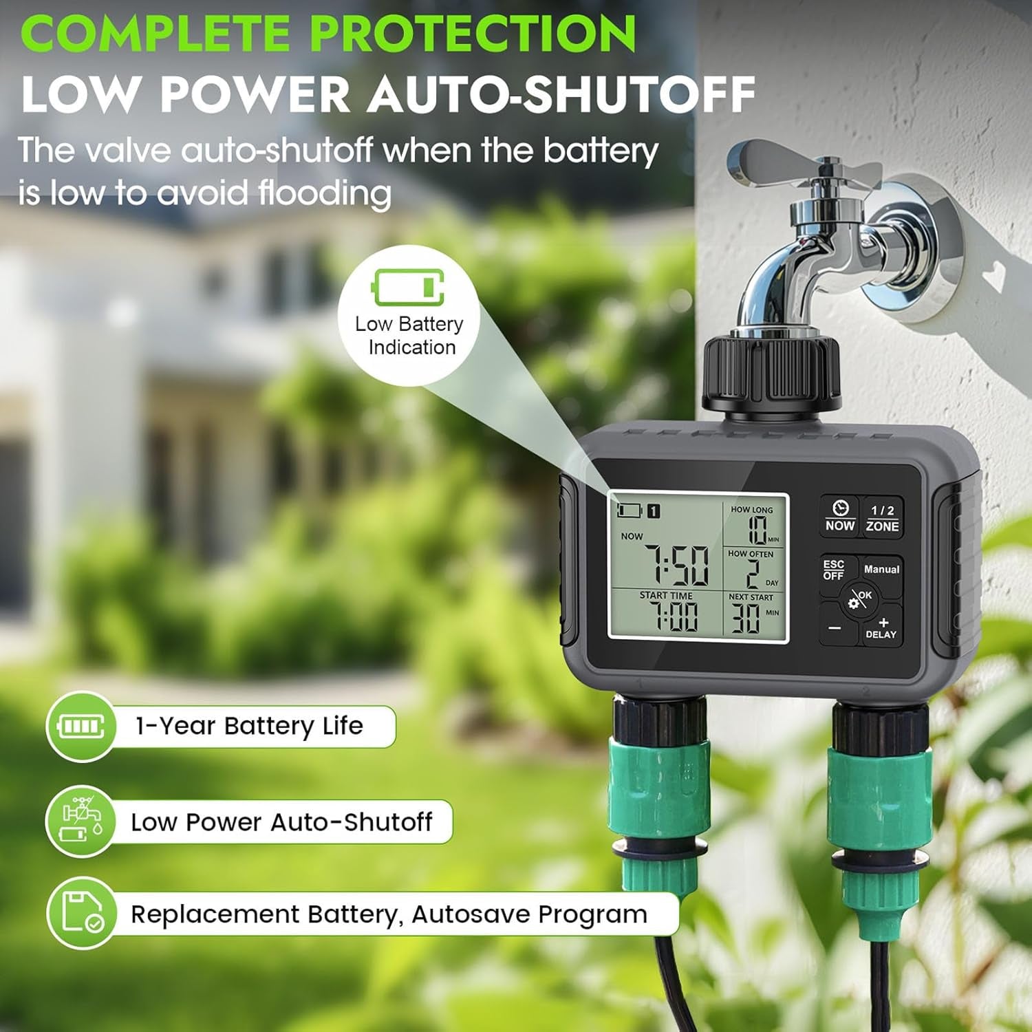 WiseDrox Dual-Zone Smart Sprinkler Controller - Standalone & Weatherproof