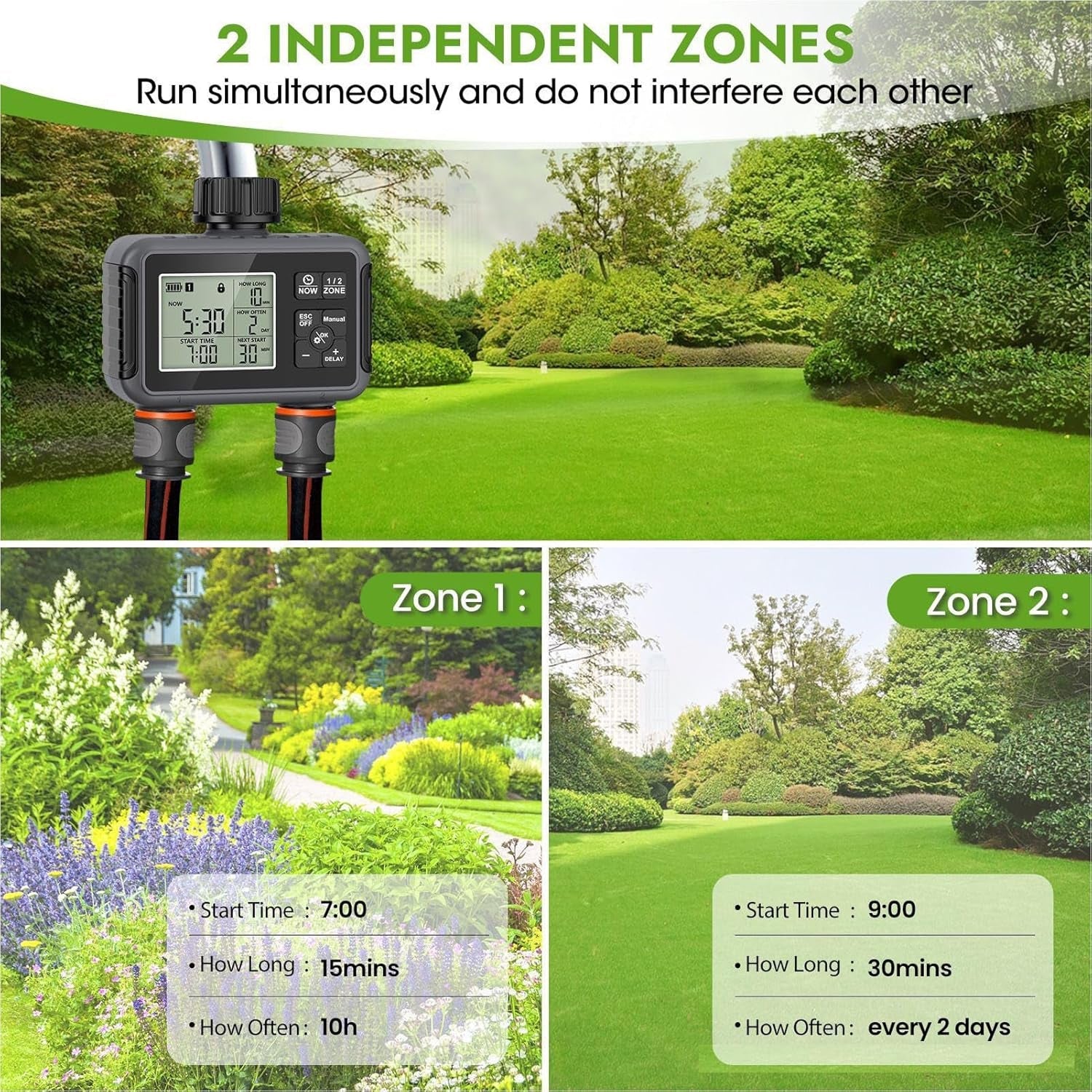 WiseDrox Dual-Zone Smart Sprinkler Controller - Standalone & Weatherproof