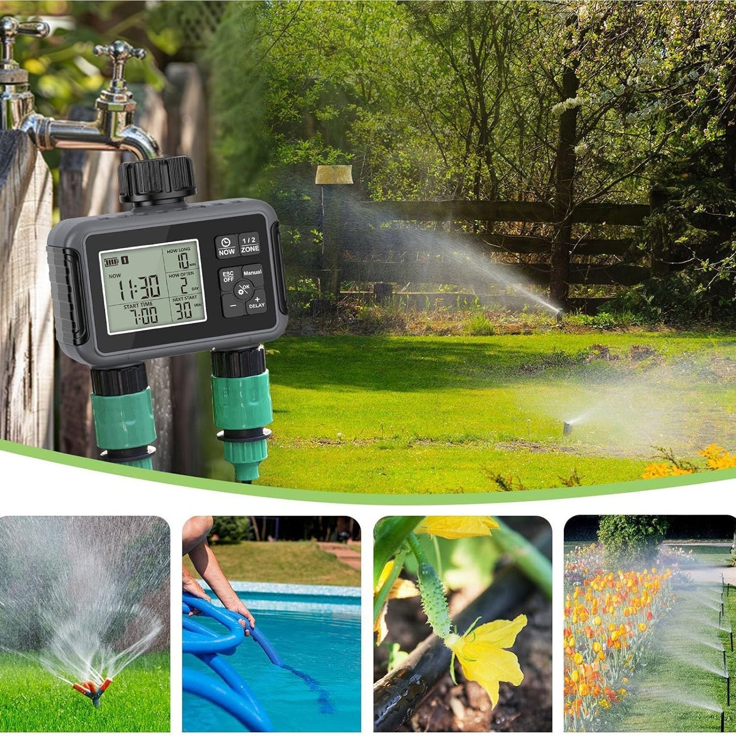 WiseDrox Dual-Zone Smart Sprinkler Controller - Standalone & Weatherproof