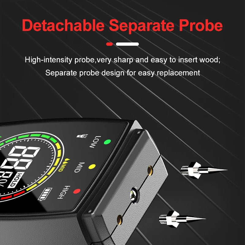 WomiTero Wood Moisture Meter ±0.5% High Precision 4 Material Modes with Backlit LCD and Color-Coded Alerts