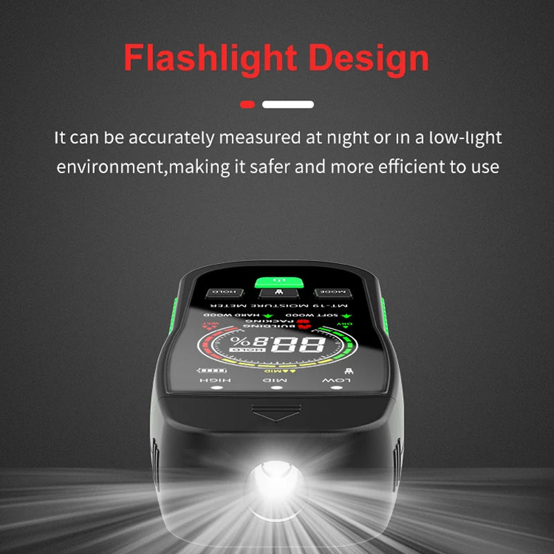 WomiTero Wood Moisture Meter ±0.5% High Precision 4 Material Modes with Backlit LCD and Color-Coded Alerts