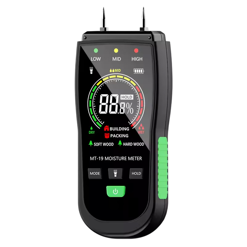 WomiTero Wood Moisture Meter ±0.5% High Precision 4 Material Modes with Backlit LCD and Color-Coded Alerts