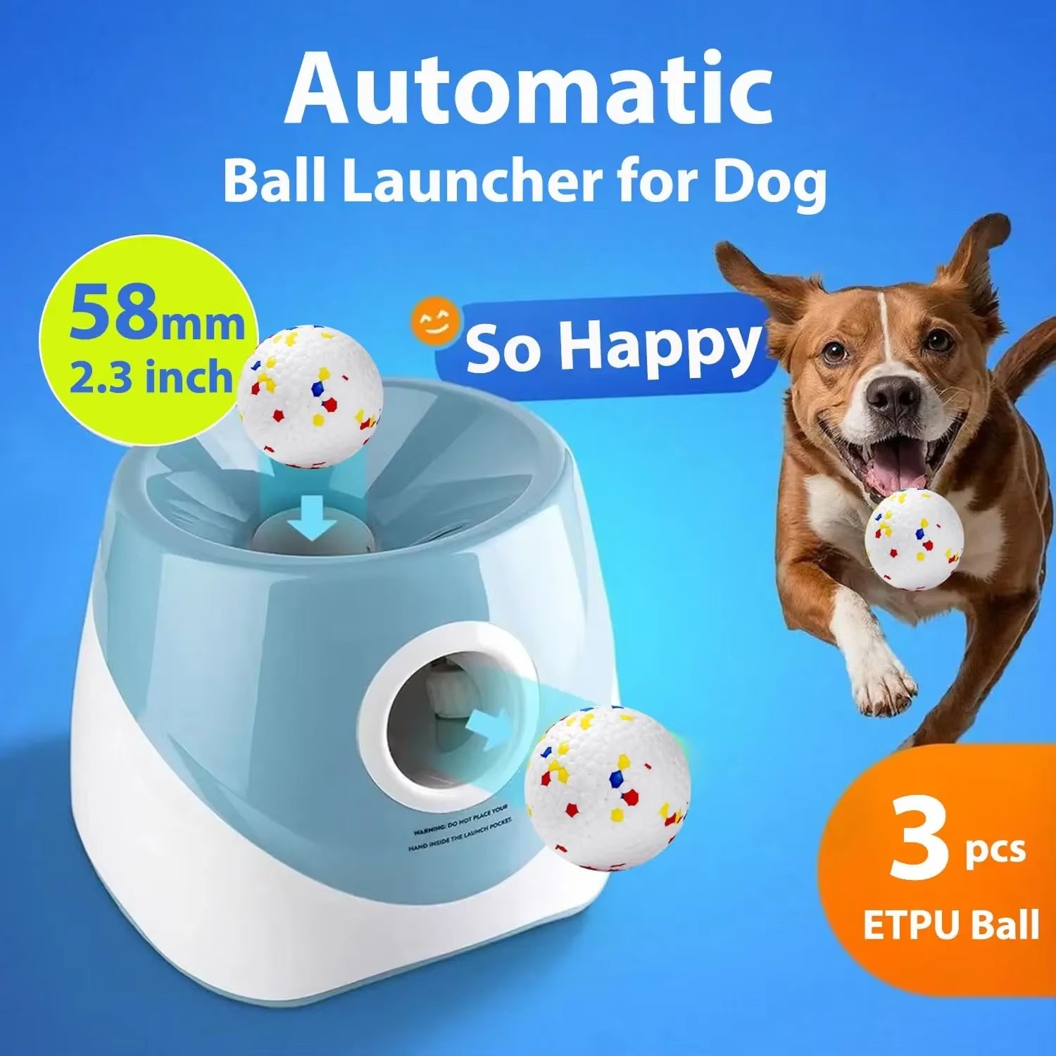 WoofLob Automatic Dog Ball Launcher with 3 Distance Settings, Infrared Sensor, 2600mAh Battery and Anti-Jam Technology