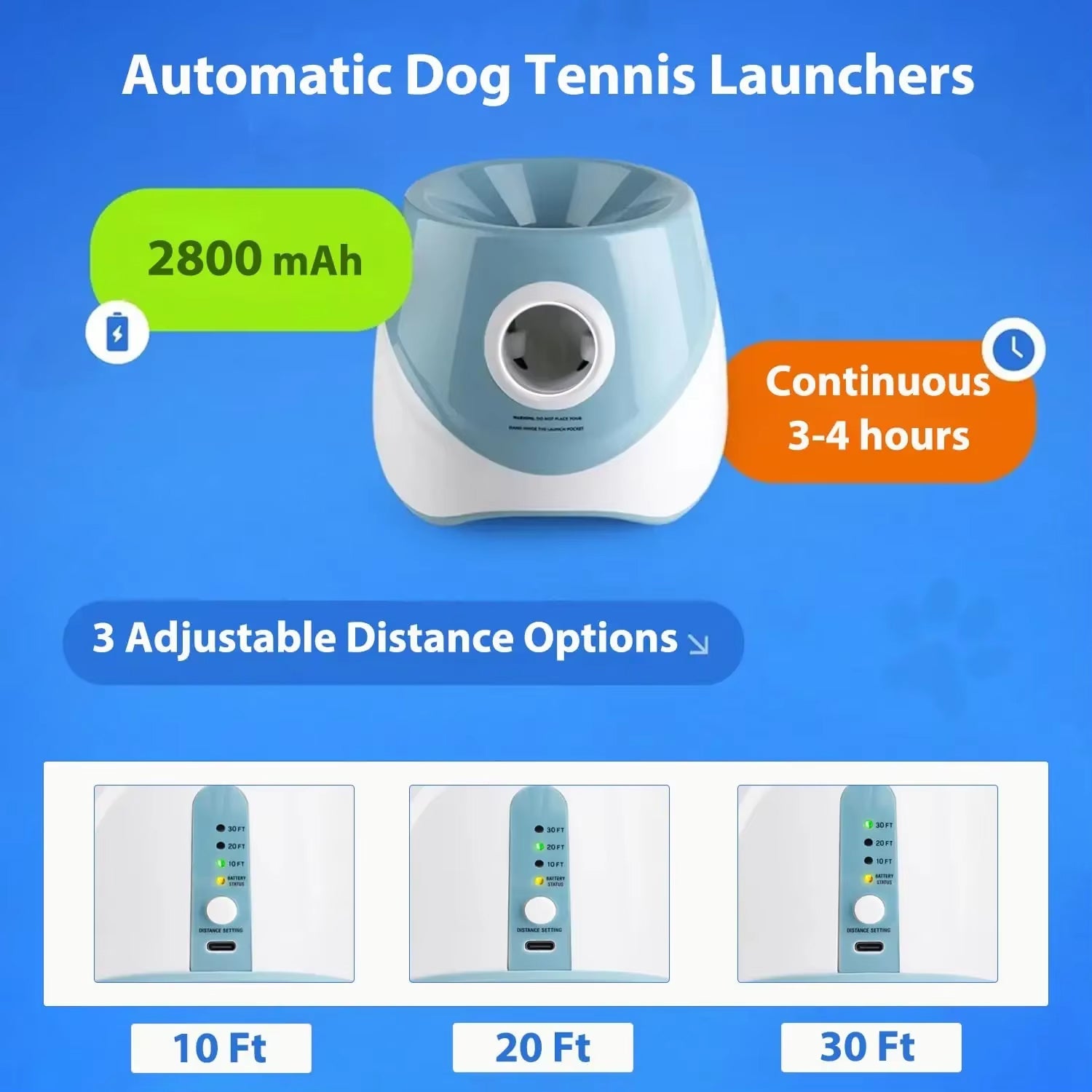 WoofLob Automatic Dog Ball Launcher with 3 Distance Settings, Infrared Sensor, 2600mAh Battery and Anti-Jam Technology