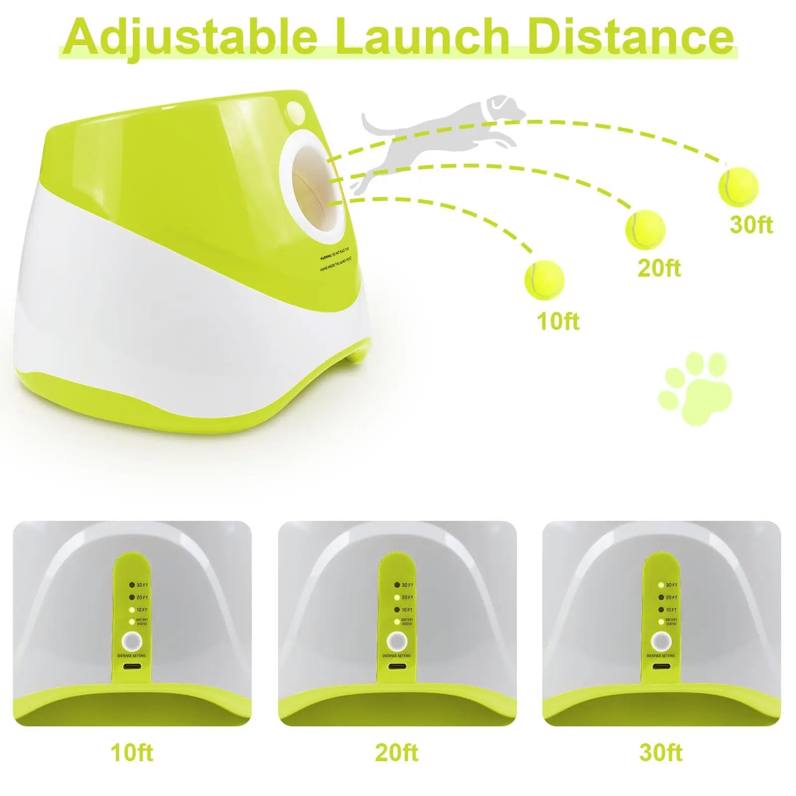 WoofLob Automatic Dog Ball Launcher with 3 Distance Settings, Infrared Sensor, 2600mAh Battery and Anti-Jam Technology