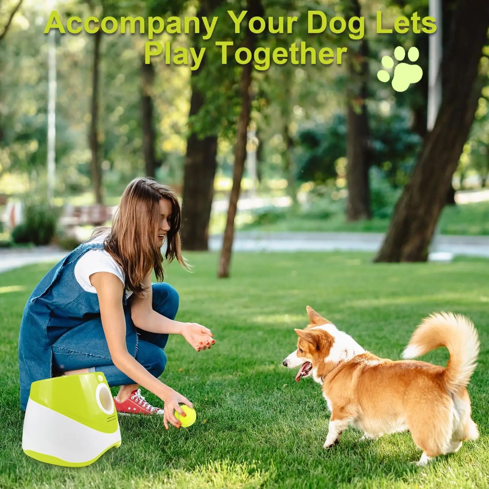 WoofLob Automatic Dog Ball Launcher with 3 Distance Settings, Infrared Sensor, 2600mAh Battery and Anti-Jam Technology