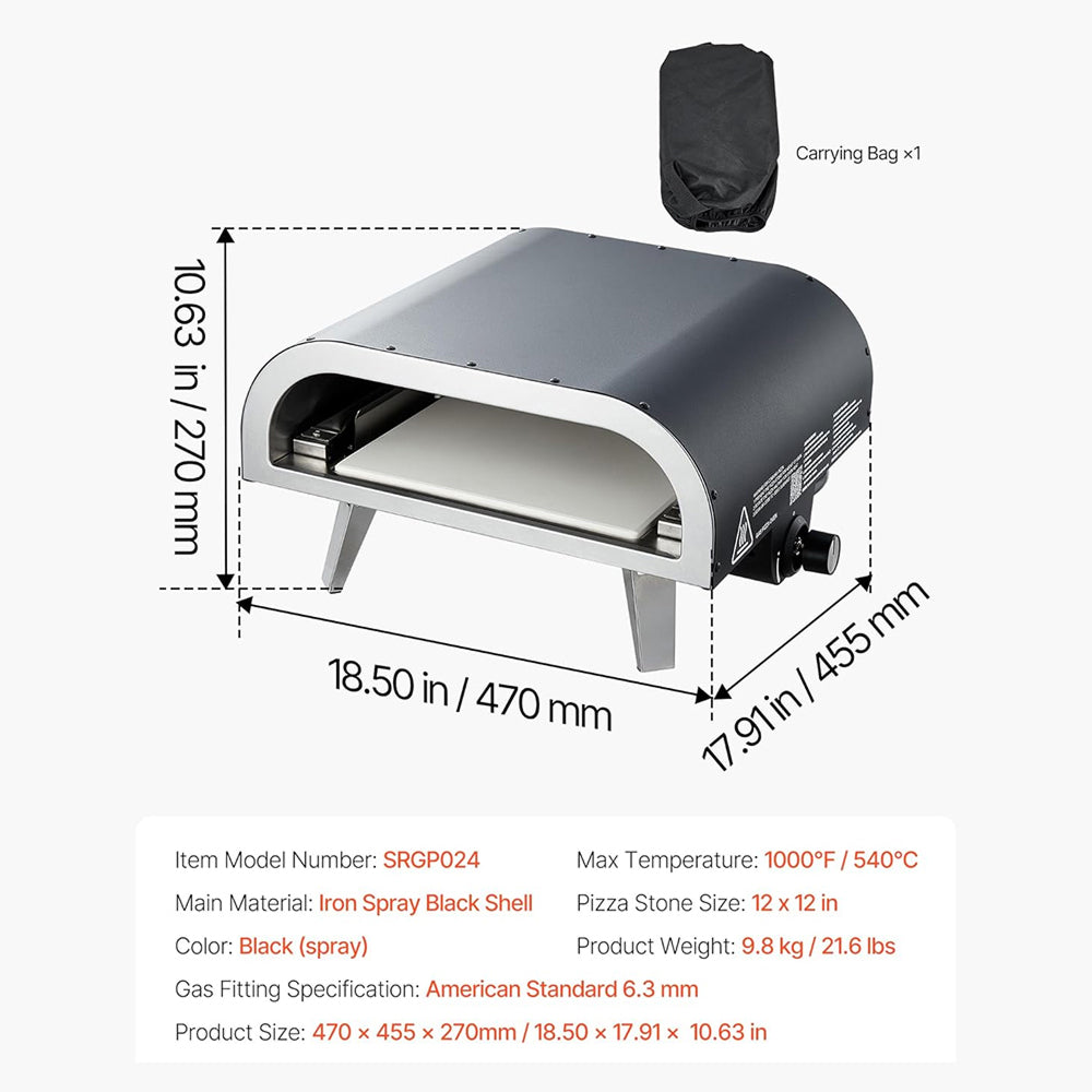 ZariKexi Portable Gas-Powered Outdoor Pizza Oven