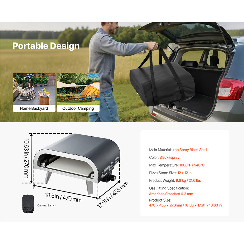 ZariKexi Portable Gas-Powered Outdoor Pizza Oven