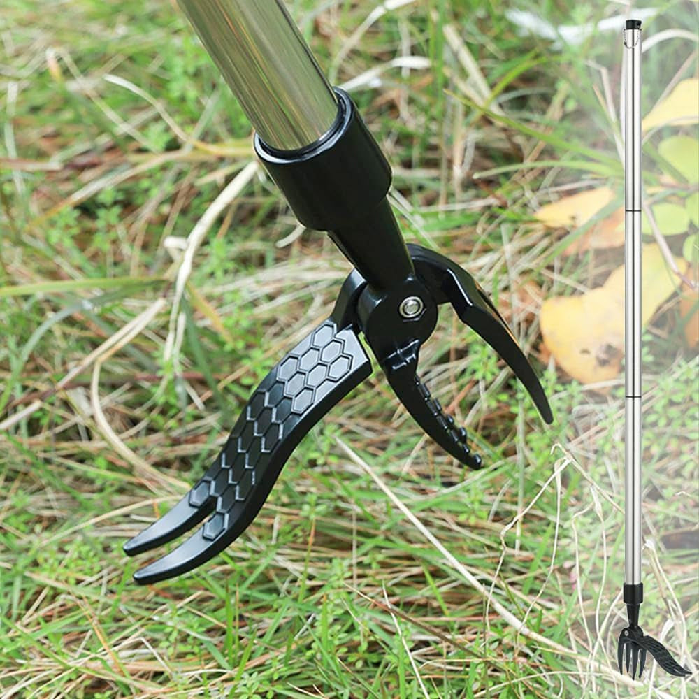 ZasJanee 40" Stand-Up Weed Puller with 4-Claw Steel Head