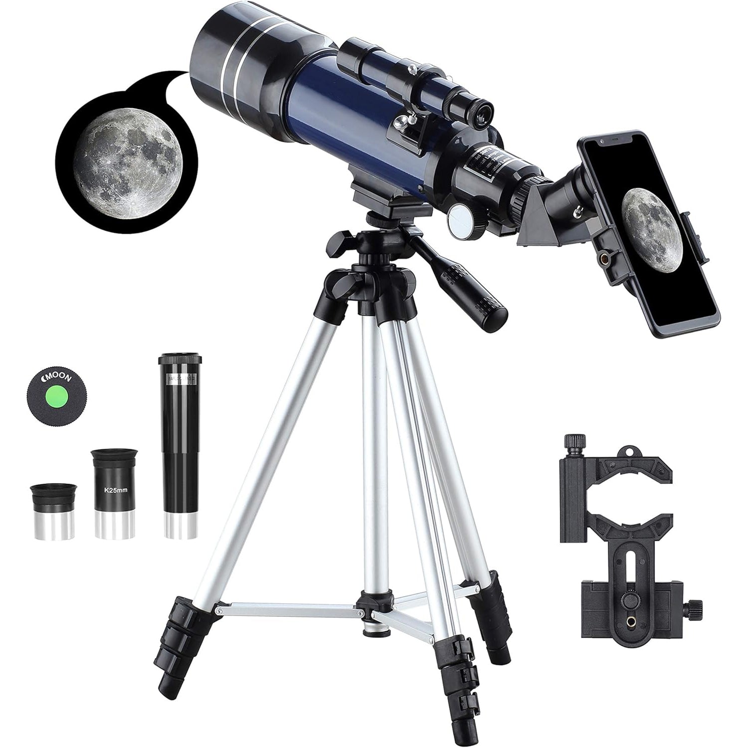 ZenoGaci Telescope for Planets 70mm Aperture 180X High Power Multi-Coated Optics