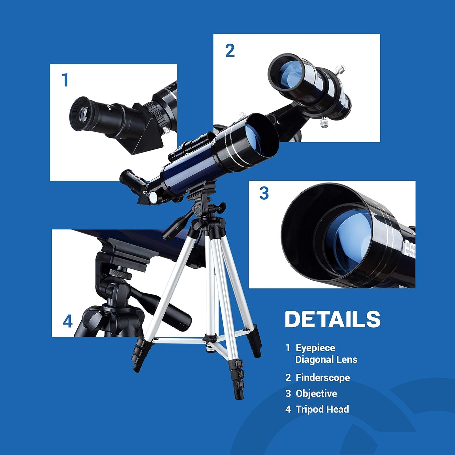 ZenoGaci Telescope for Planets 70mm Aperture 180X High Power Multi-Coated Optics