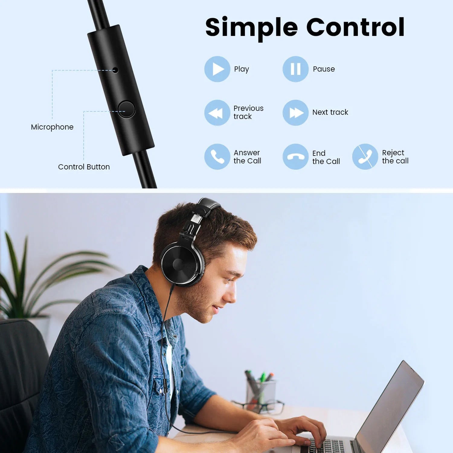 ZetaNase 50mm Driver Studio Monitoring Headphones with Dual-Interface