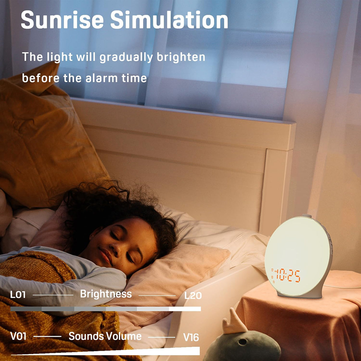 ZieMorni Sunrise Alarm Clock with Sunset Sleep Mode and Natural Sounds