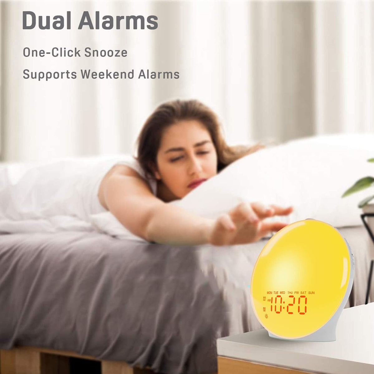 ZieMorni Sunrise Alarm Clock with Sunset Sleep Mode and Natural Sounds