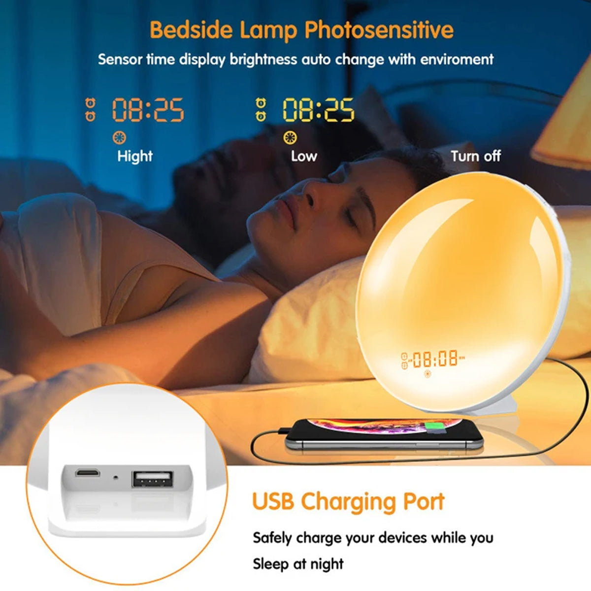 ZieMorni Sunrise Alarm Clock with Sunset Sleep Mode and Natural Sounds