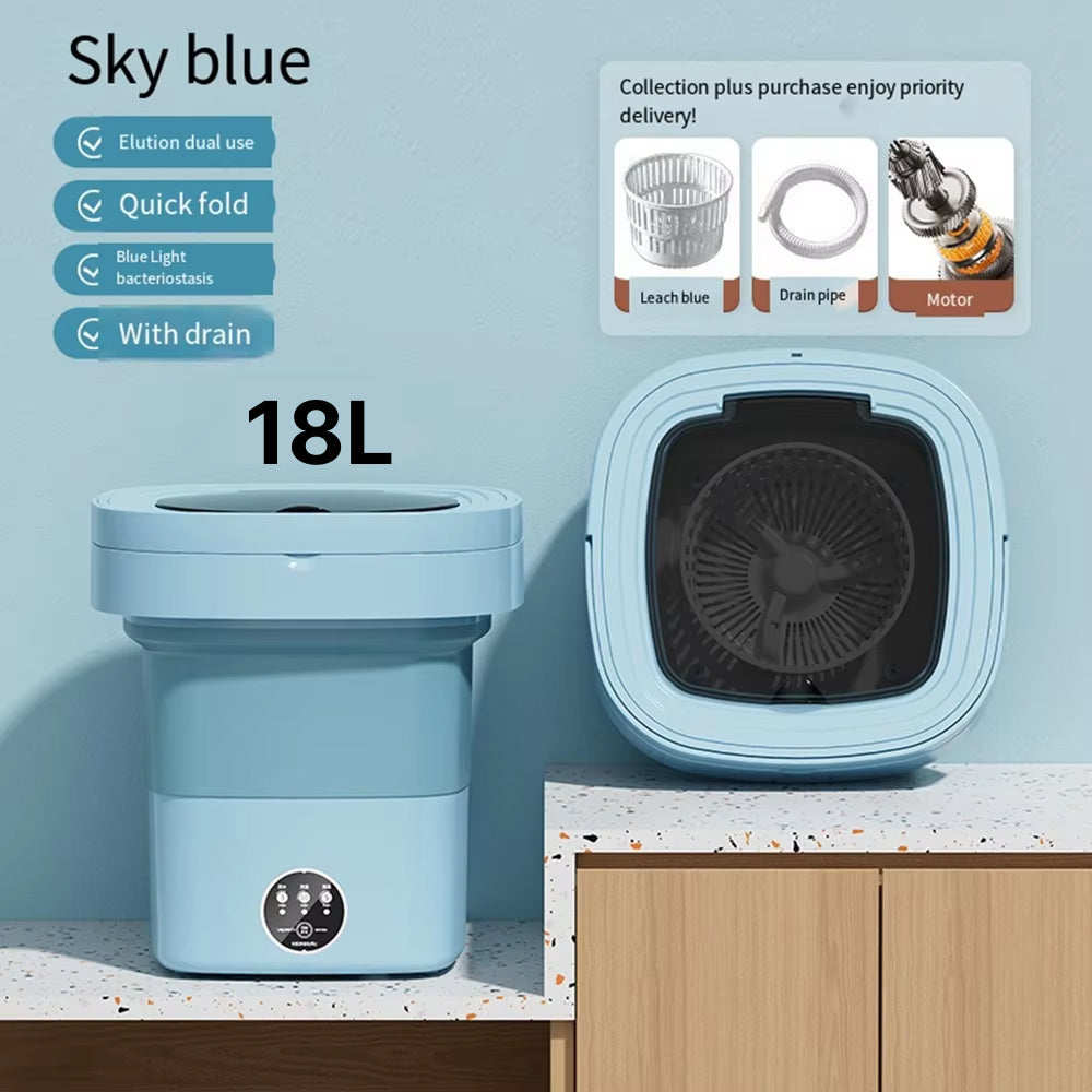 ZipWashi Portable Washing Machine 6L-18L Expandable Folding Washer with Ozone Sterilization